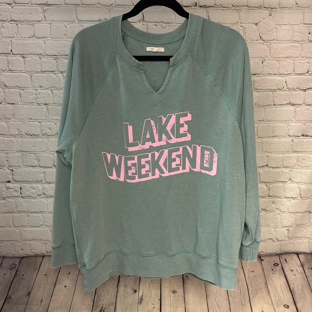 Maurices Blue and Pink "Lake Weekend" "Sunny Days Ahead" Crewneck - Picture 1 of 6